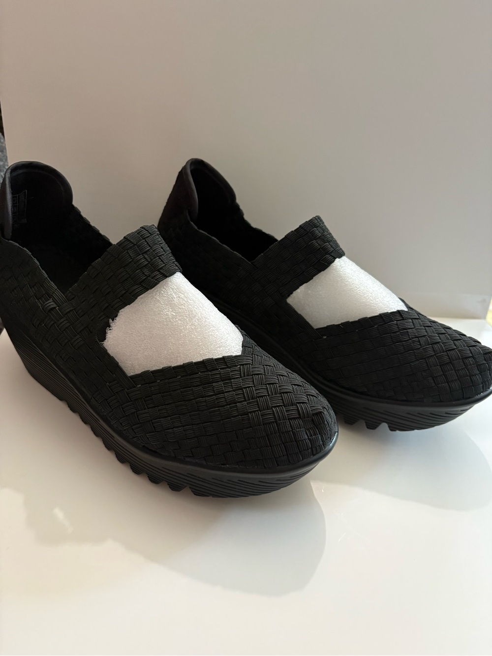 bernie mev. Black Woven Platform Slip-On platform